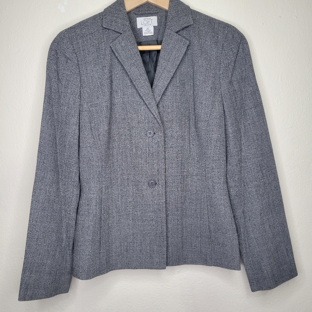 LOFT 100% Wool Gray Blazer, Size 2P